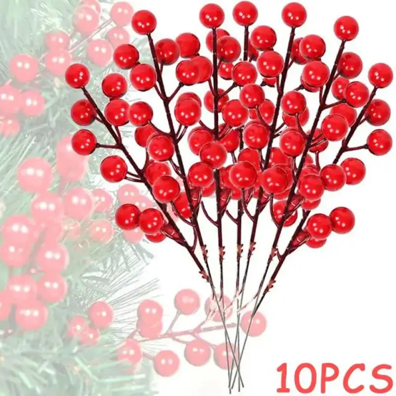1-10pcs Vianočné Simulácia Berry Umelý Kvet, Ovocie Cherry Rastliny Domov Vianočné Party Dekorácie na Vianočný Stromček DIY Gife