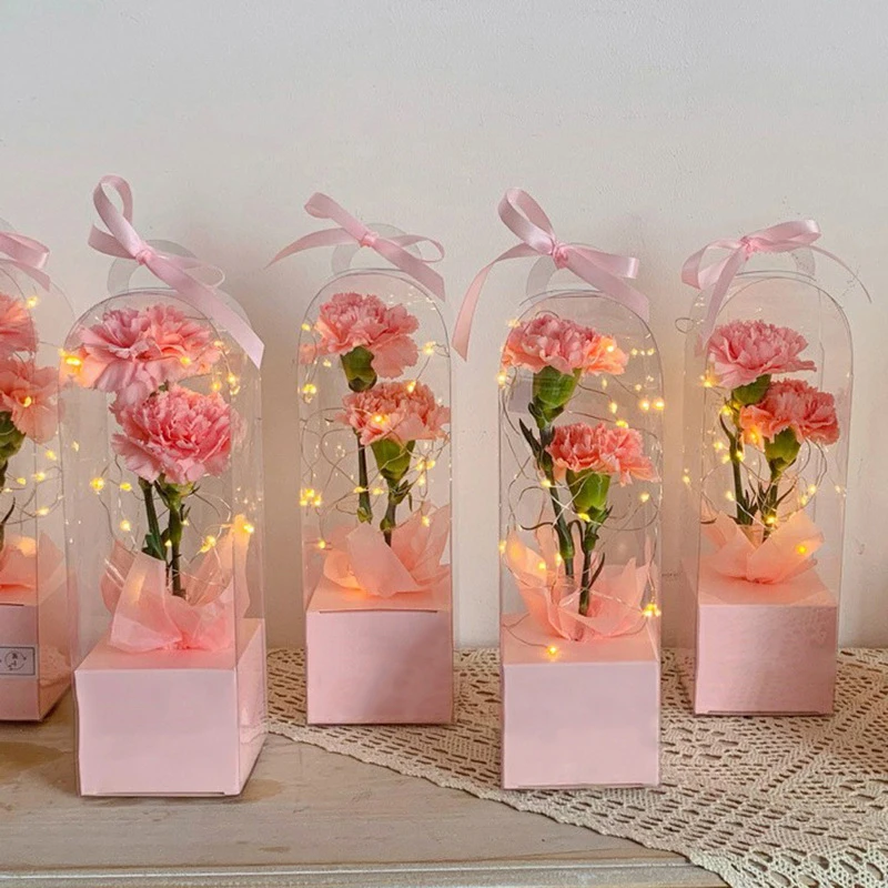 1Pc Transparentné Ruže Kvet Okno Plastové Cake Box Balenie Kvetinárstvo Balenie Krabíc DIY Pre Svadobný Deň svätého Valentína Darčekovej krabičke