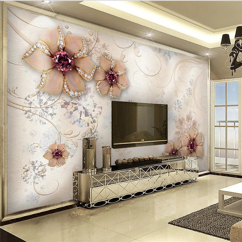 beibehang Vlastné veľké fresco tapety 3d stereo diamantové šperky kvetinový vzor, pozadia na stenu obývacia izba 3d stenu papier nástenná maľba