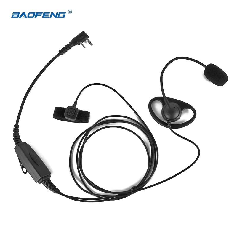 D-Shape Ucho PTT Mic Slúchadlo Headset Mikrofón pre Baofeng UV-5R Walkie Talkie UV-S9 13 17 21 PRO PLUS Kenwood HYT Rozhlasový