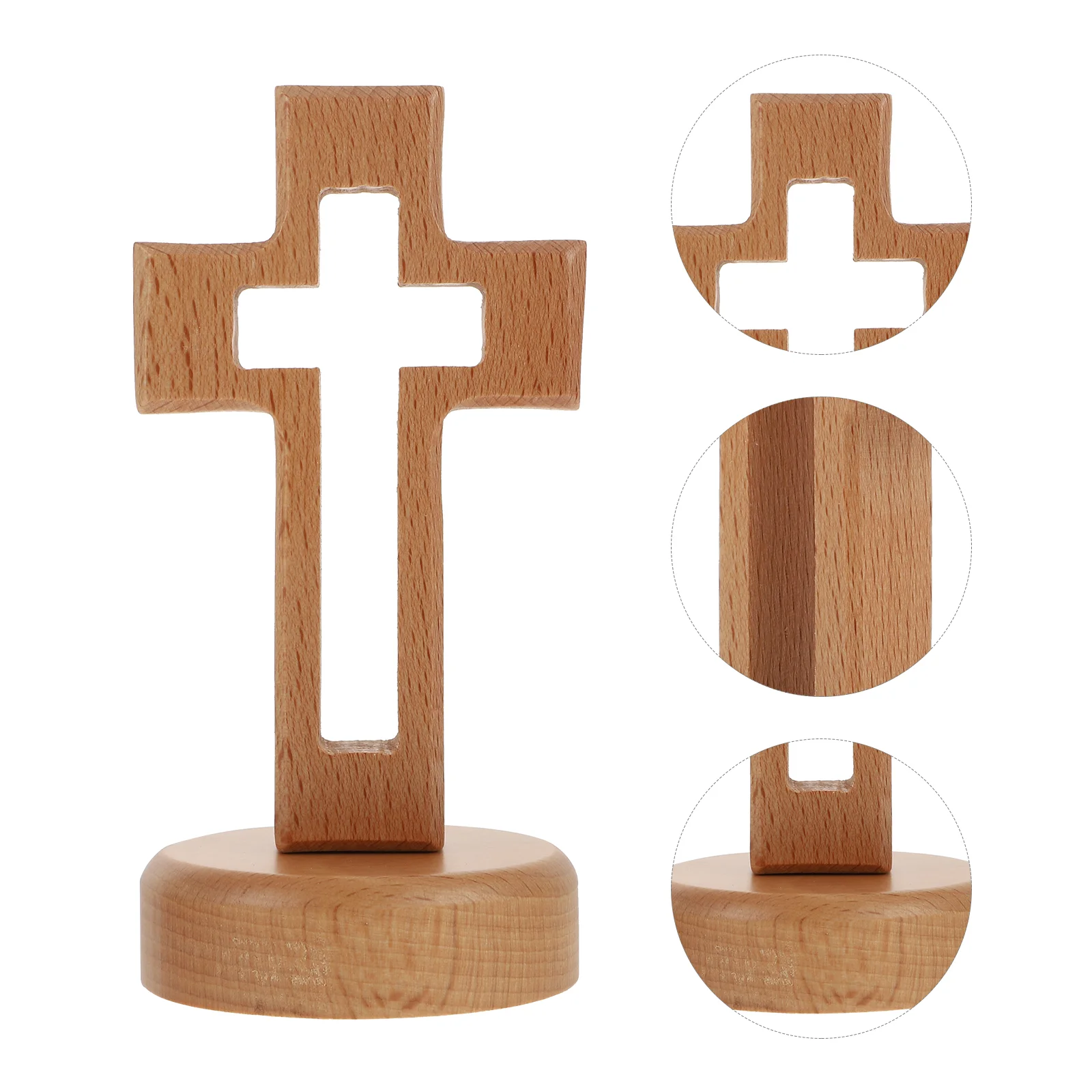 Healifty Drevený Kríž, Stojí Kríž Náboženské Drevo Kríža Base Oltár Tabuľka Cirkvi Vianoce Domov Ploche Dekorácie