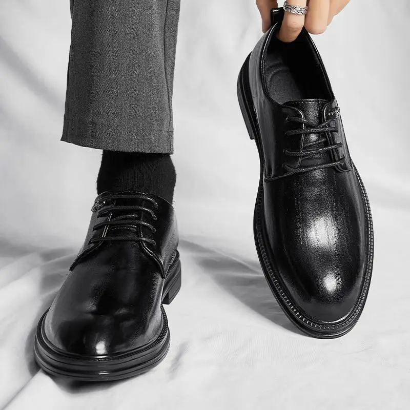 Kožené Topánky Mužov 2023 Nové Jeseň Voľný čas Business Formálne oblečenie Slip-on Black Boys Wenzhou Mokasíny Trendy Čiapočku Topánky