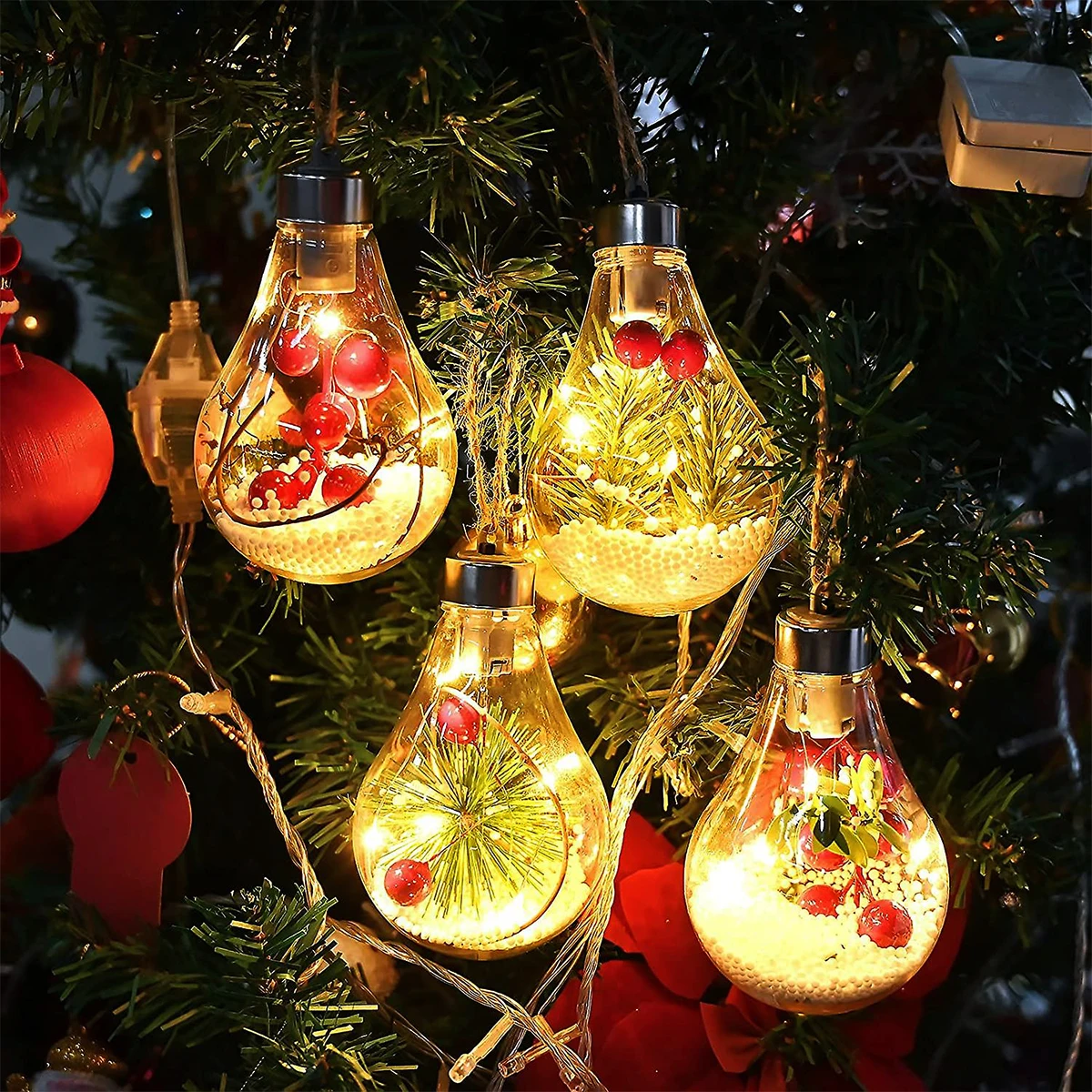LED Transparentné Vianočné Gule Svetlá Ozdoby Veselé Vianočné Dekorácie Pre Domov 2023 Vianočné Darčeky Cristmas Firmware Nový Rok