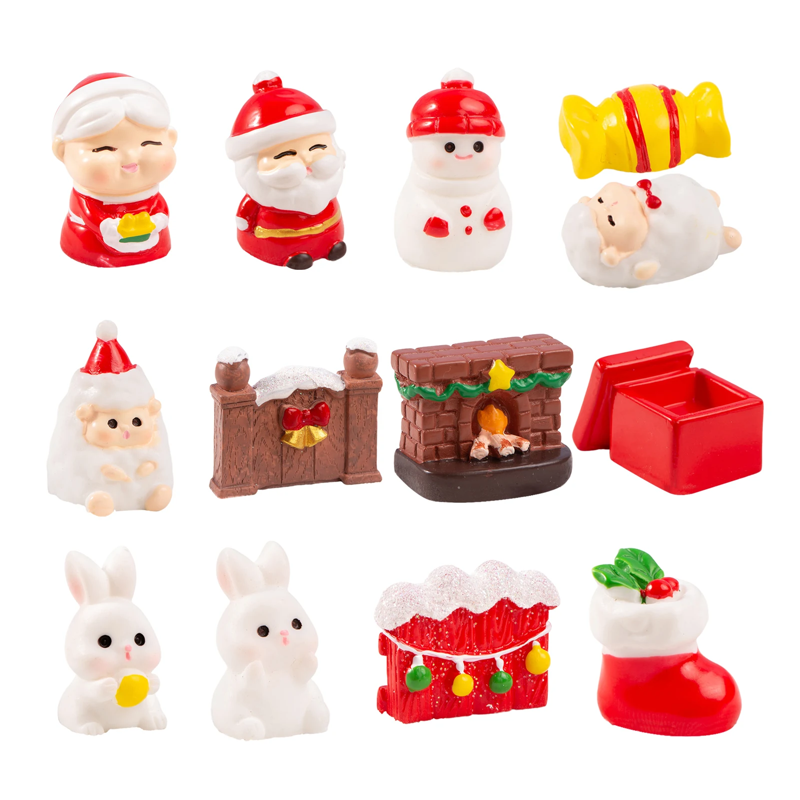 Miniatúrne Vianočné Figúrky Živice Zimné Bábika Model Ponožka Vlaku Okno Santa Claus A Bell Snehuliak Stola Výzdoba Pre Dollhouse