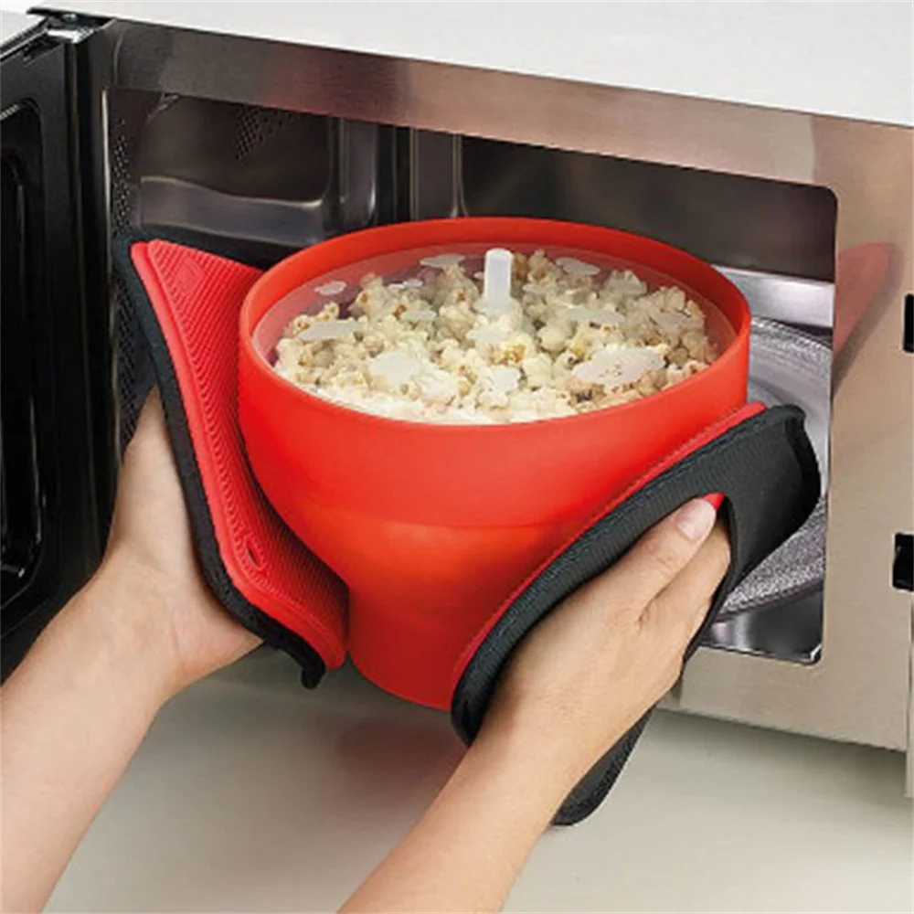 Nové Silikónové Popcorn Maker Mikrovlnná Popcorn Vedro Skladacia Silikónové Popcorn Vedro Poppers Misy DIY Popcorn Maker S Vekom