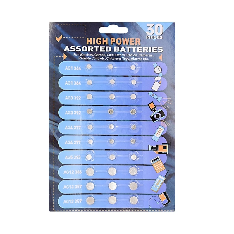 Tlačidlo Cell Batérie (30 ks) gombíkovej Batérie pre Hodinky, Herné Konzoly, Kamery, Napájania 1.55 V Batéria