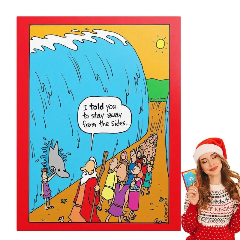 Veselé Vianoce Pohľadnicu Comics Šťastné Sviatky Cartoon Nový Rok Prázdne Pohľadnice Legrační Karikatúra Pohľadnice Pre