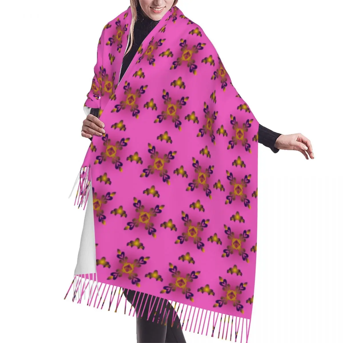 Viacfarebný Model V Arabskom Štýle Šatku Zábal pre Ženy Dlhej Zime Teplé Strapec Šatkou Módne Luxusné Všestranný Šatky