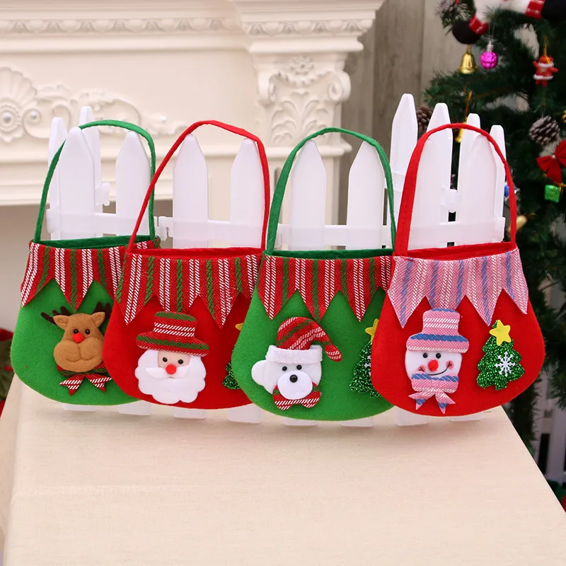 Vianočné Dodávky Flannelette Apple Tote Bag Santa Claus Darčeková Taška Detí Malý Darček Taška na Príslušenstvo